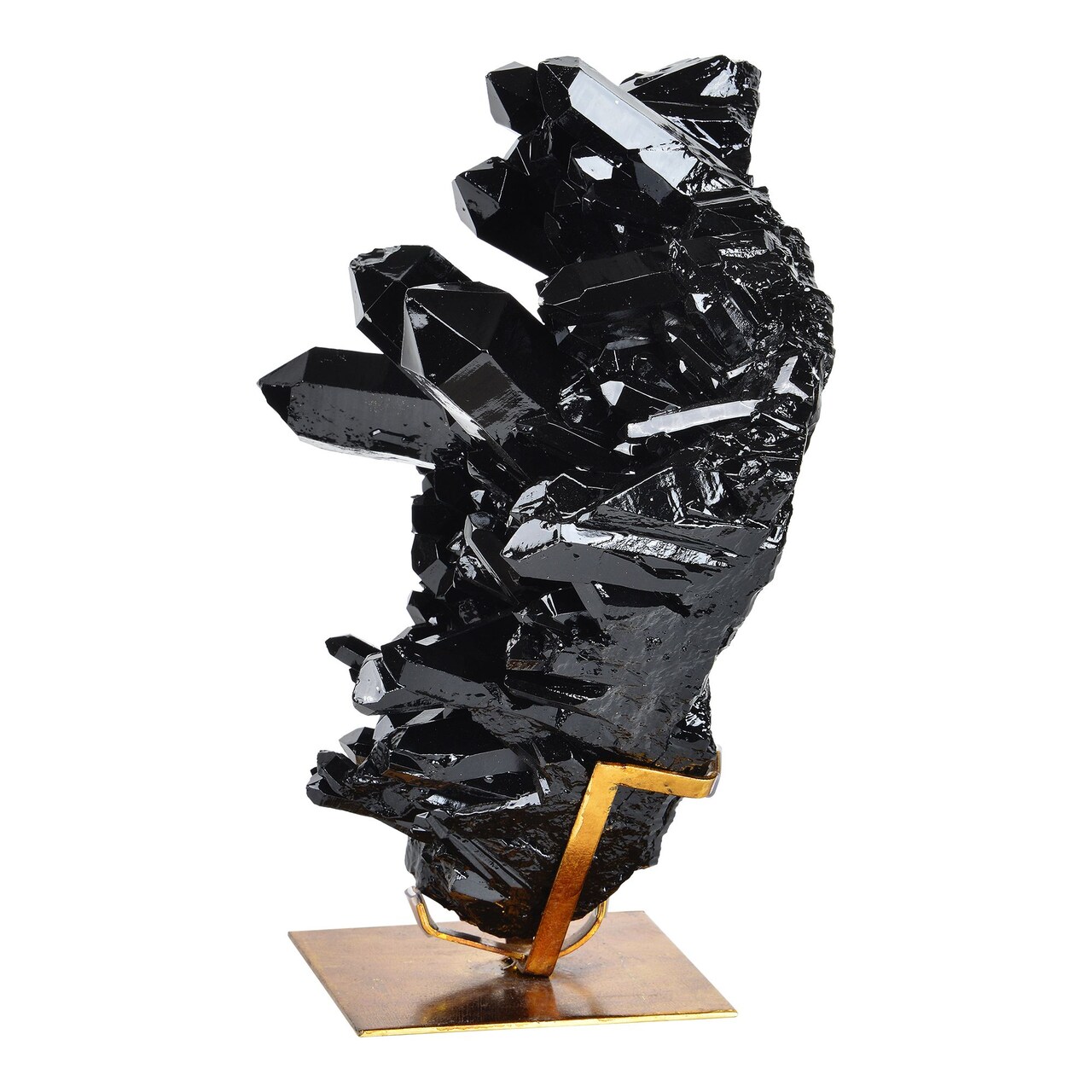 Signature Home Collection 16.75" Black and Gold Geode Statue with Base Stand